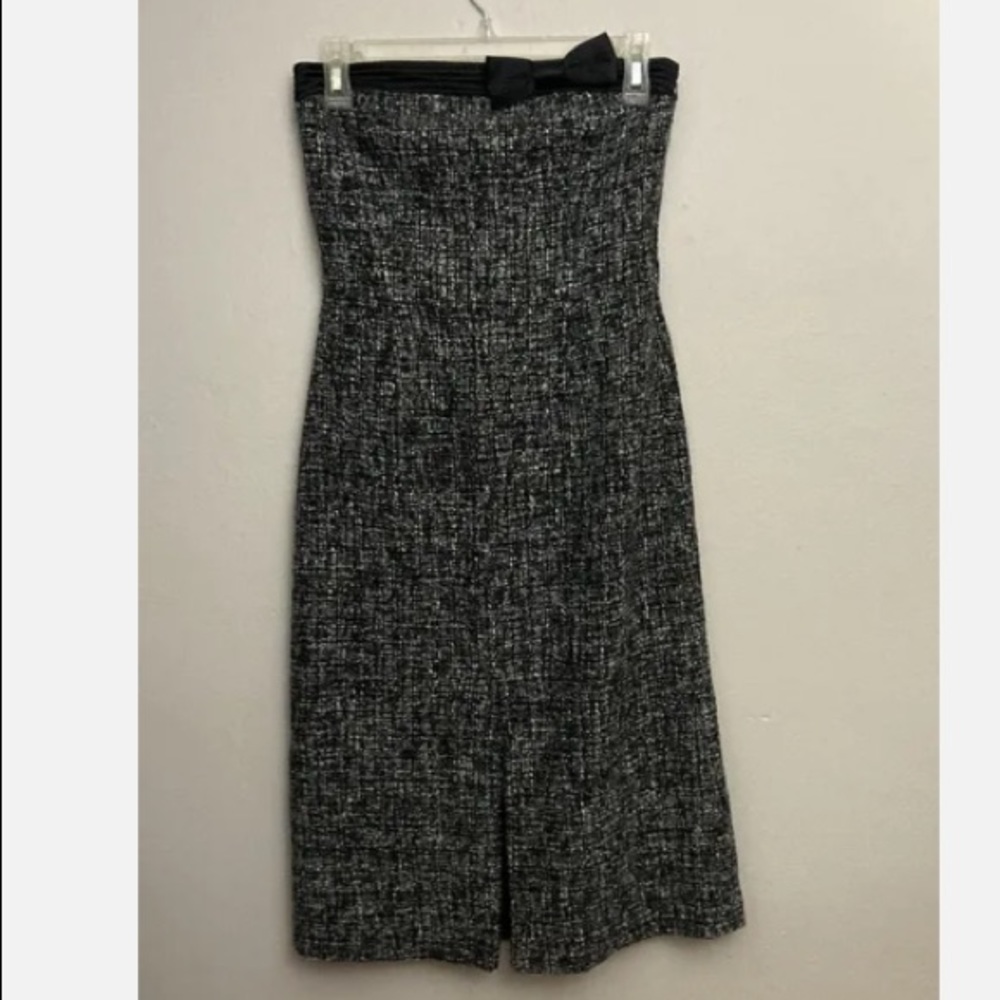 8-2 Express dress strapless black tweed wool blend 6 NWT